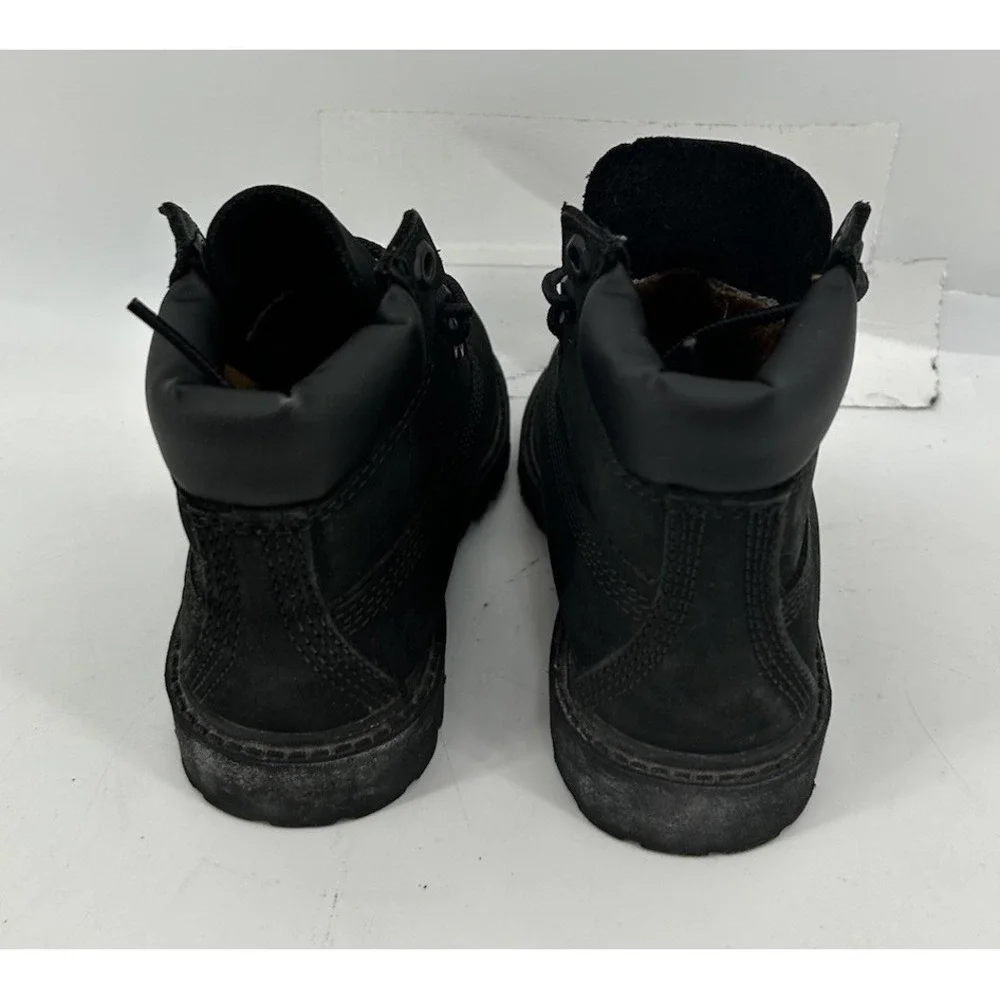 Timberland 12807 Black Leather Combat Boots Kids Size 7M
